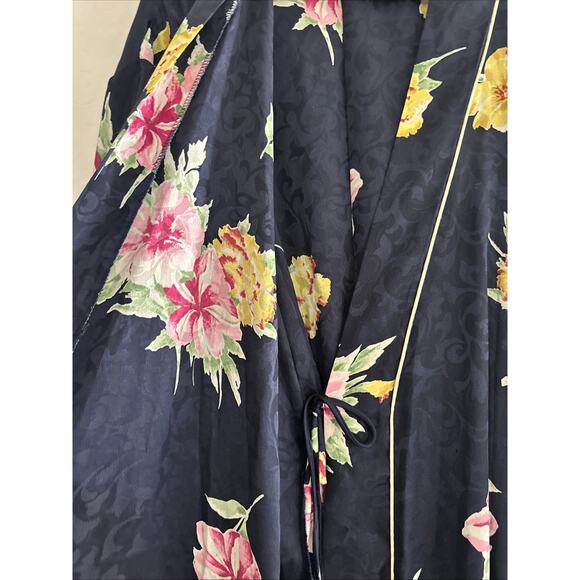 Christian Dior 1size LUXURY HEAVY Kimono Floral Robe in Navy & Yellow SILK STORY - Picture 6 of 9